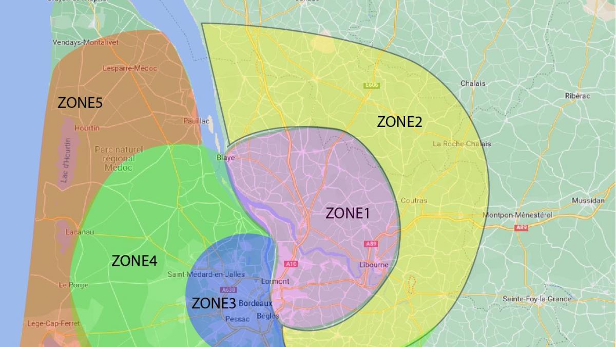 Carte tarifs par zone